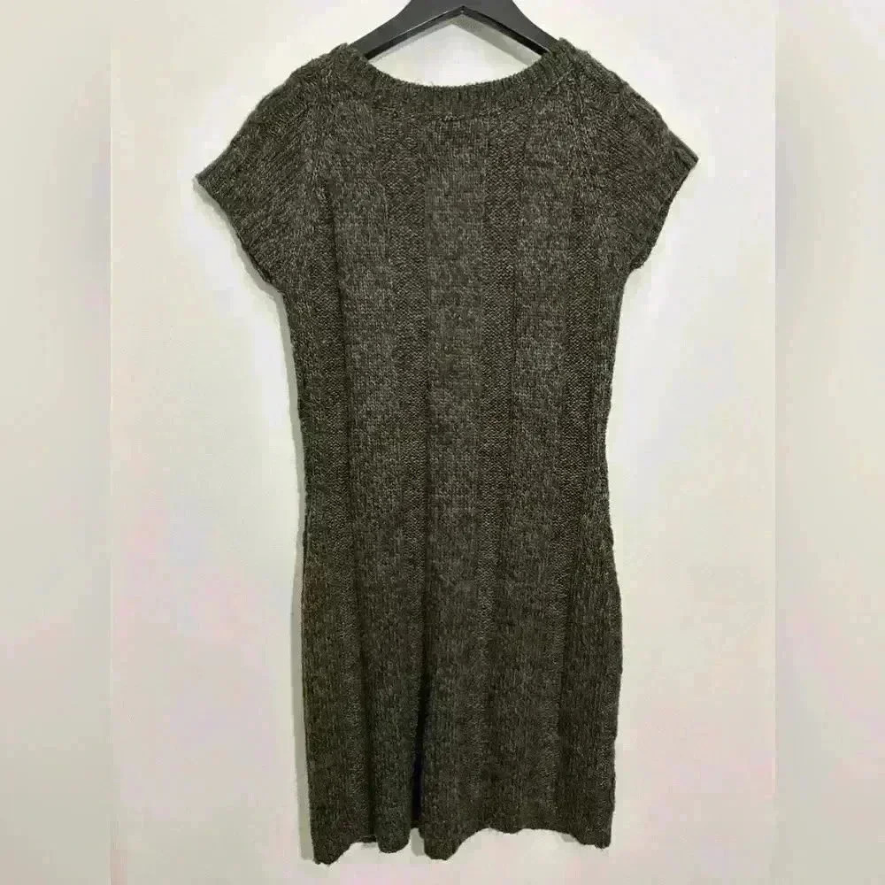 Vintage Knit Dress Brown Pink Rose Size L - Picture 2 of 7